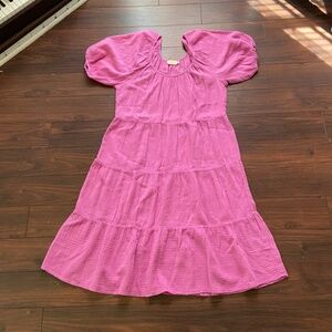 NATION Pink Peasant Dress Gauze Cotton Relaxed Fit Size XXL Midi